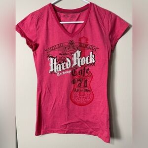 Hard Rock Cafe Anchorage Short Sleeve V-Neck Junior's Top NWOT